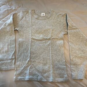 Petit Bateau Light Gray Long Sleeve Girls Top 14